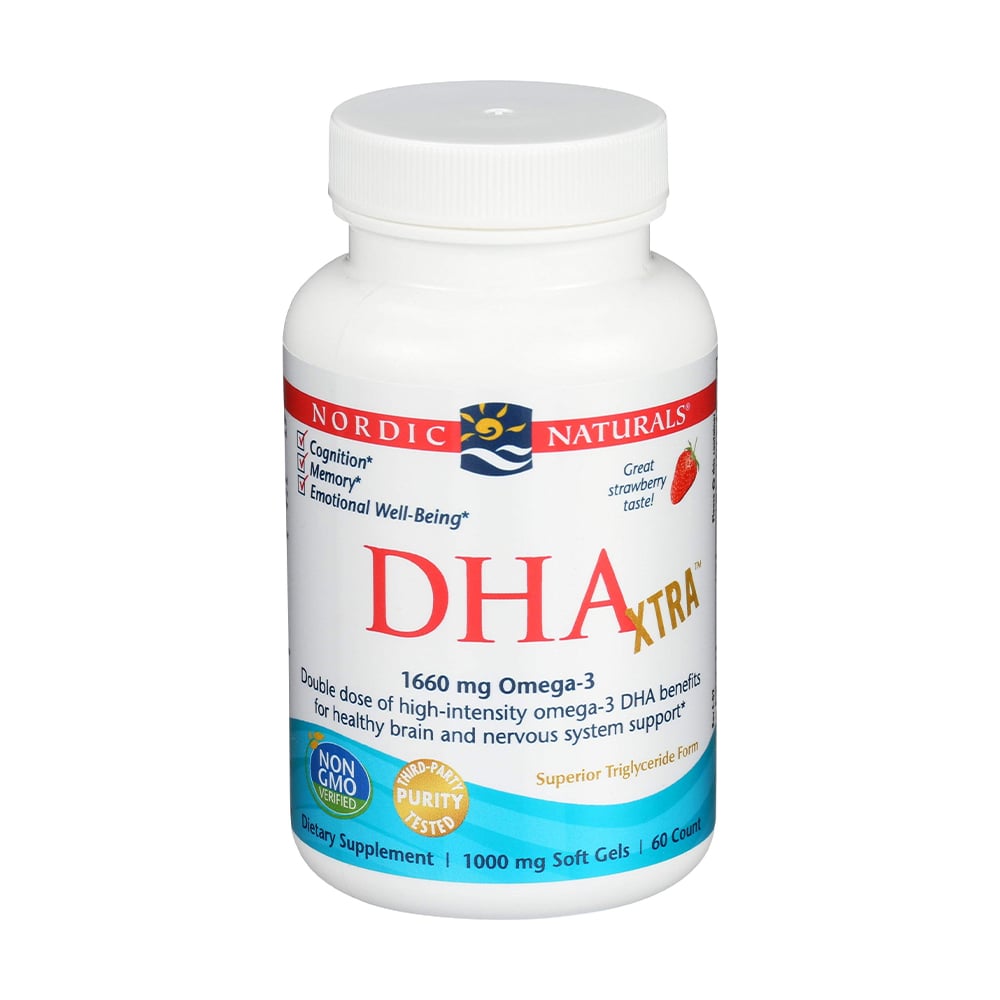 Риб'ячий жир Nordic Naturals DHA Xtra зі смаком полуниці, 1660 мг, 60 гелевих капсул